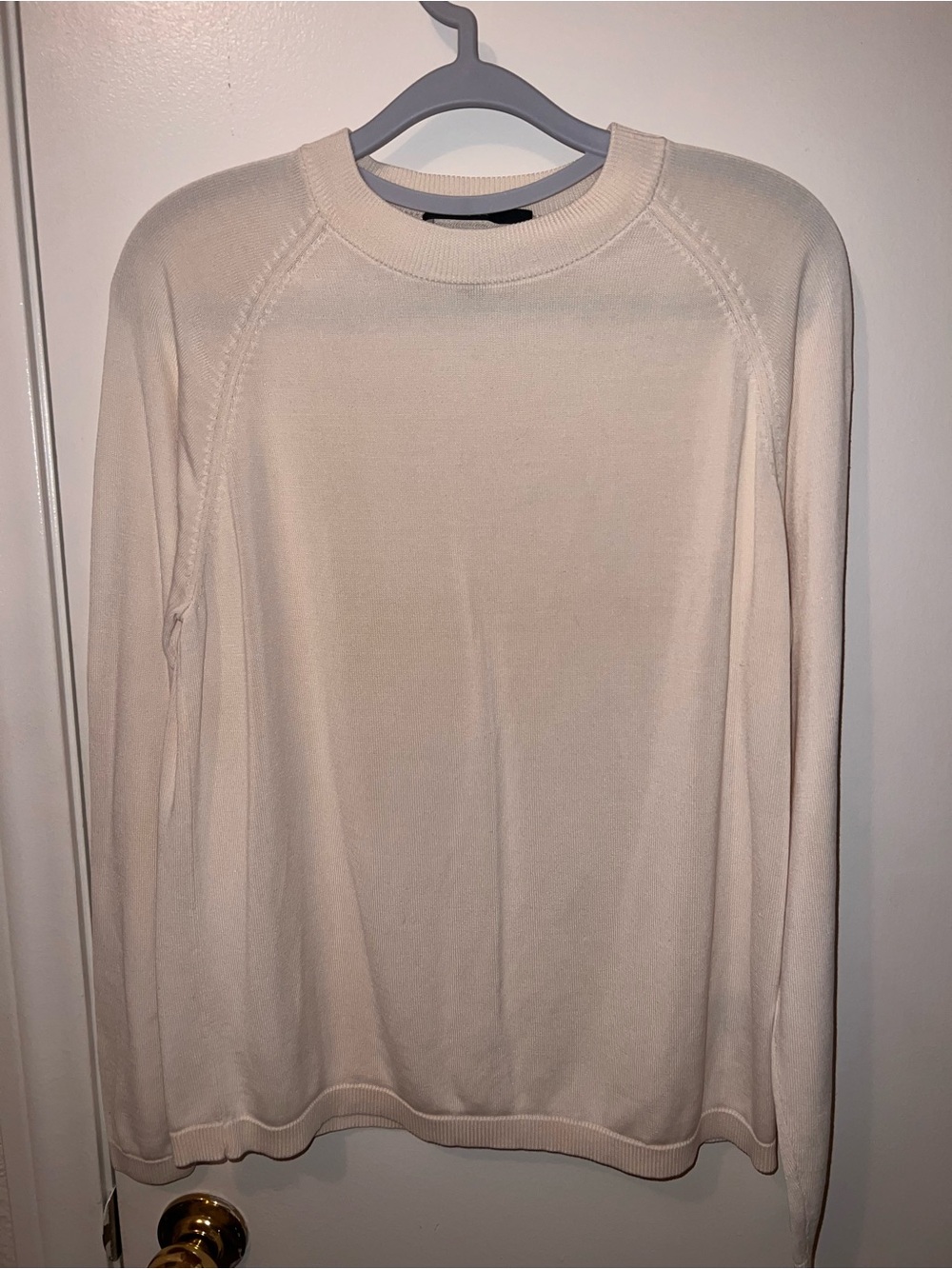 Men's Crewneck Silk Sweater in Light Beige